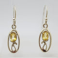 Sterling Silver Citrine Oval Ornate Drop Earrings