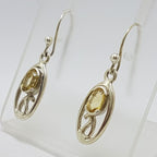 Sterling Silver Citrine Oval Ornate Drop Earrings