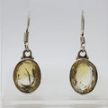 Sterling Silver Citrine Oval Bezel Set Drop Earrings