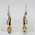 Sterling Silver Citrine Oval Long Drop Earrings