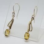 Sterling Silver Citrine Oval Long Drop Earrings