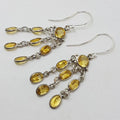 Sterling Silver Citrine Long Tassel Chandelier Drop Earrings