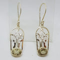Sterling Silver Citrine Oval Ornate Tree of Life Drop Earrings