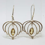 Sterling Silver Citrine Marquis Shape in Flower Drop Earrings
