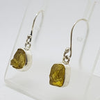 Sterling Silver Tourmaline Rough Cut Free Form Drop Earrings