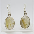 Sterling Silver Rutilated Quartz Oval Drop Earrings