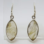 Sterling Silver Rutilated Quartz Marquis Shape Drop Earrings