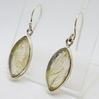 Sterling Silver Rutilated Quartz Marquis Shape Drop Earrings