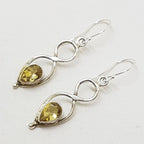 Sterling Silver Citrine Teardrop / Pear Shape Twist Drop Earrings