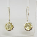 Sterling Silver Lemon Citrine Round Drop Earrings