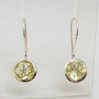 Sterling Silver Lemon Citrine Round Drop Earrings