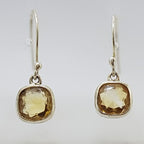 Sterling Silver Citrine Square Drop Earrings