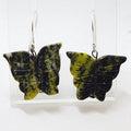 Sterling Silver Carved Gemstone Butterfly Drop Earrings