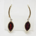 Sterling Silver Marquis Garnet Curve Drop Earrings