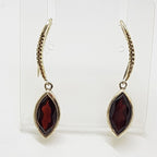 Sterling Silver Marquis Garnet Curve Drop Earrings