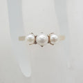 9ct Yellow Gold Trilogy Pearl Ring - Vintage / Antique