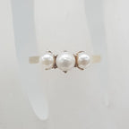9ct Yellow Gold Trilogy Pearl Ring - Vintage / Antique