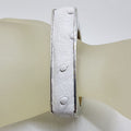 Sterling Silver Heavy Ostrich Leather White Rectangular Hinged Bangle - Unique