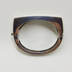 Sterling Silver Heavy Ostrich Leather White Rectangular Hinged Bangle - Unique