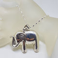 Sterling Silver Elephant Large Pendant with Trunk Up on Silver Chain