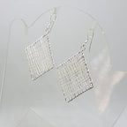 Sterling Silver Ornate Filigree Long Lattice Large Square Drop Earrings