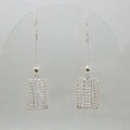 Sterling Silver Ornate Filigree Long Lattice Rectangular Drop Earrings