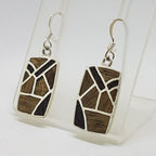 Sterling Silver Wood / Timber Drop Earrings - Rectangular Shape - Available in different wood colours