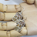 Sterling Silver Wood / Timber Drop Earrings - Rectangular Shape - Available in different wood colours