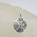 Sterling Silver Celtic Knots Ornate Pendant on Silver Chain