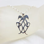 Sterling Silver Celtic Knots Wide Pendant on Silver Chain