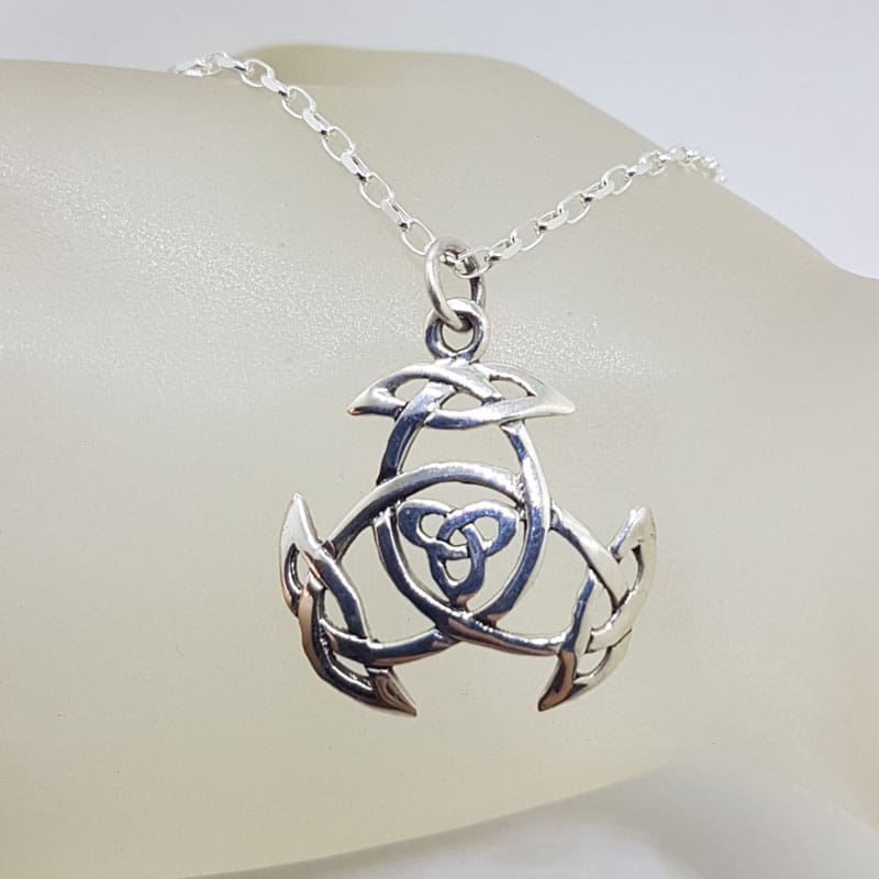 Sterling Silver Celtic Knots Wheel Style Pendant on Silver Chain