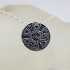 Sterling Silver Celtic Knots Design Round Disc Pendant on Silver Chain