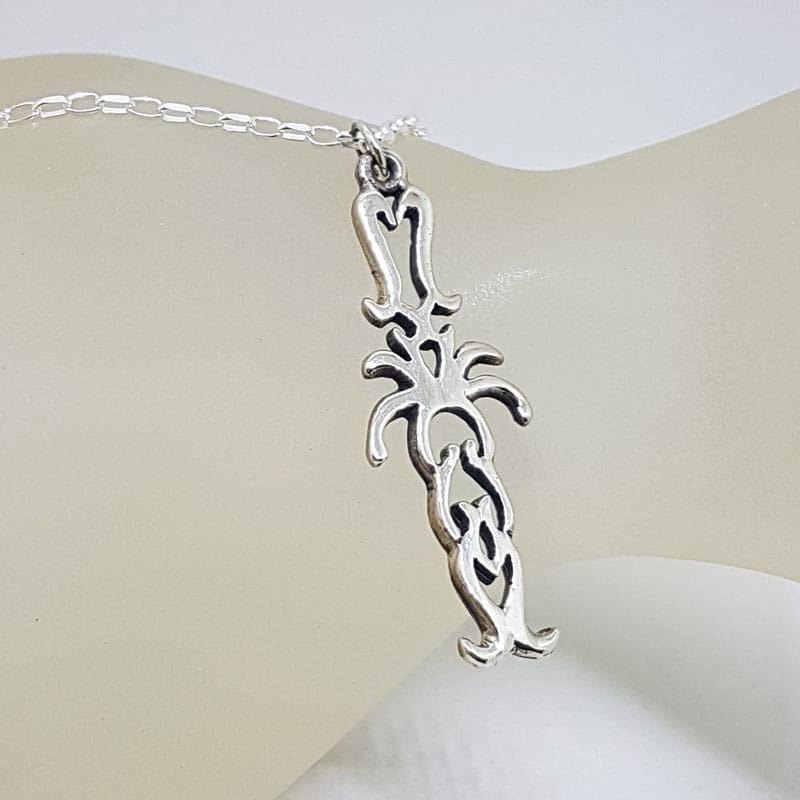Sterling Silver Celtic Knots Long Pendant on Silver Chain