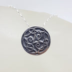 Sterling Silver Celtic Knots Round Disc Pendant on Silver Chain