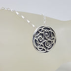 Sterling Silver Celtic Knots Round Disc Pendant on Silver Chain