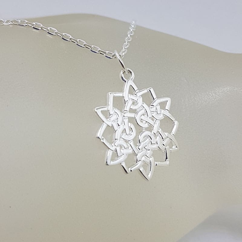 Sterling Silver Celtic Knots Star Shaped Pendant on Silver Chain