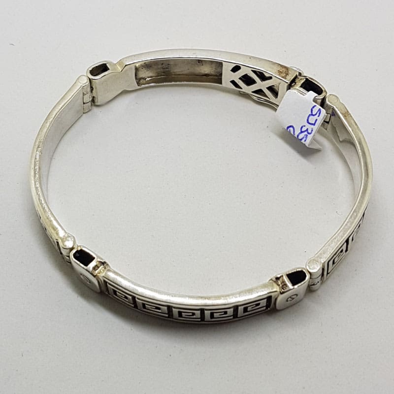 Sterling Silver Greek Key Design Heavy Identity Bracelet / Bangle - Gents Jewellery / Ladies Jewellery