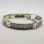 Sterling Silver Greek Key Design Heavy Identity Bracelet / Bangle - Gents Jewellery / Ladies Jewellery