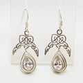 Sterling Silver Celtic Knot Design Clear Cubic Zirconia Drop Earrings