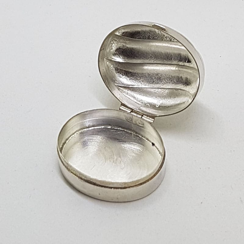 Sterling Silver Oval Pill Box / Small Trinket Box