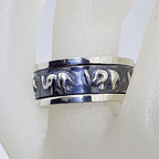 Sterling Silver Elephant Patterned Spinner Fidget Band Ring - Gents Ring / Ladies Ring