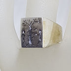 Sterling Silver Unique Adam and Eve Motif Rectangular Signet Ring - Gents Ring / Ladies Ring