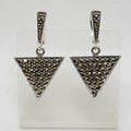 Sterling Silver Marcasite Triangular Drop Earrings