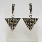 Sterling Silver Marcasite Triangular Drop Earrings