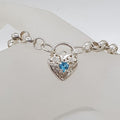 Sterling Silver Blue Filigree Heart Padlock Belcher Link Necklace / Chain