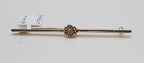 14ct White Gold Citrine Daisy Flower on Bar Brooch - Antique / Vintage