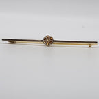 14ct White Gold Citrine Daisy Flower on Bar Brooch - Antique / Vintage