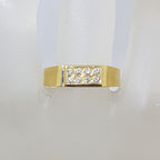 18ct Yellow Gold 8 Diamond Rectangular Gents Ring / Ladies Ring