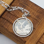 Sterling Silver Unique Pisces Fish / Dolphins Starsign Medallion Pendant on Silver Chain