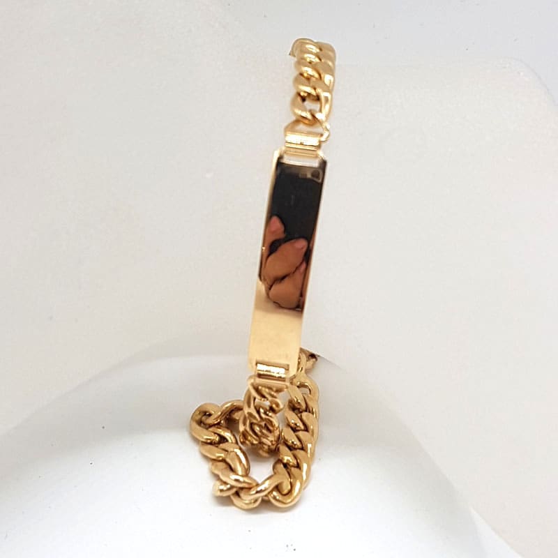 18ct Yellow Gold Curb Link Identity Bracelet